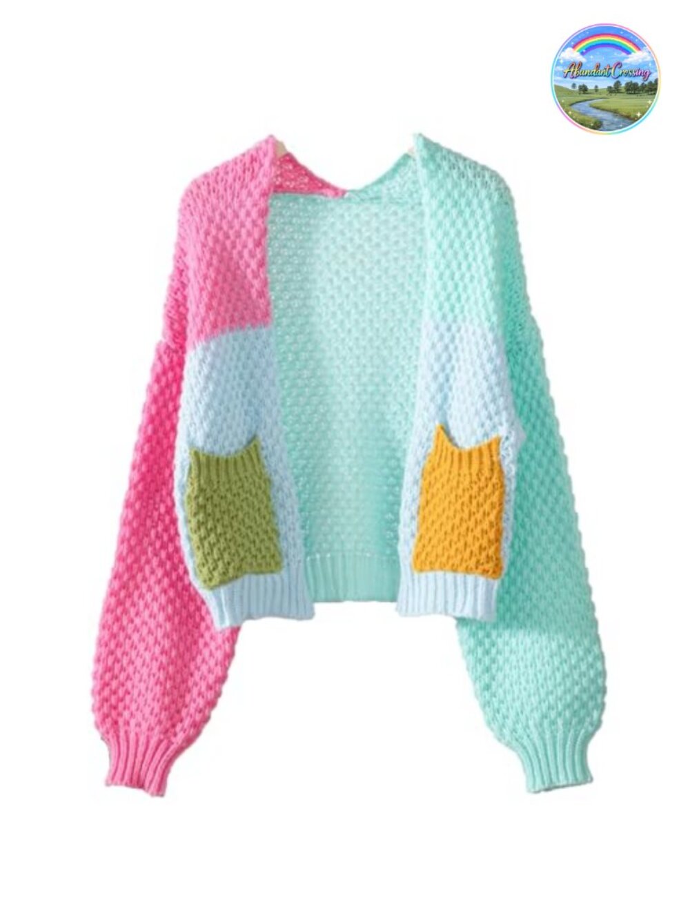 Chunky Cable Knit Oversized Cardigan with Lantern Sleeves - Open Front Boho